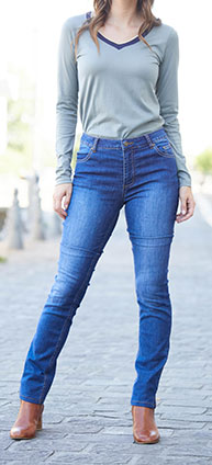 Rechte jeans met gecoate afwerking voor dames
