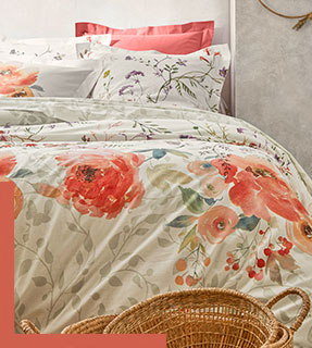 Roze en witte bedlinnenset met bloemenprint in Oeko-Tex® katoen Colombine®, goedkoop - Blancheporte