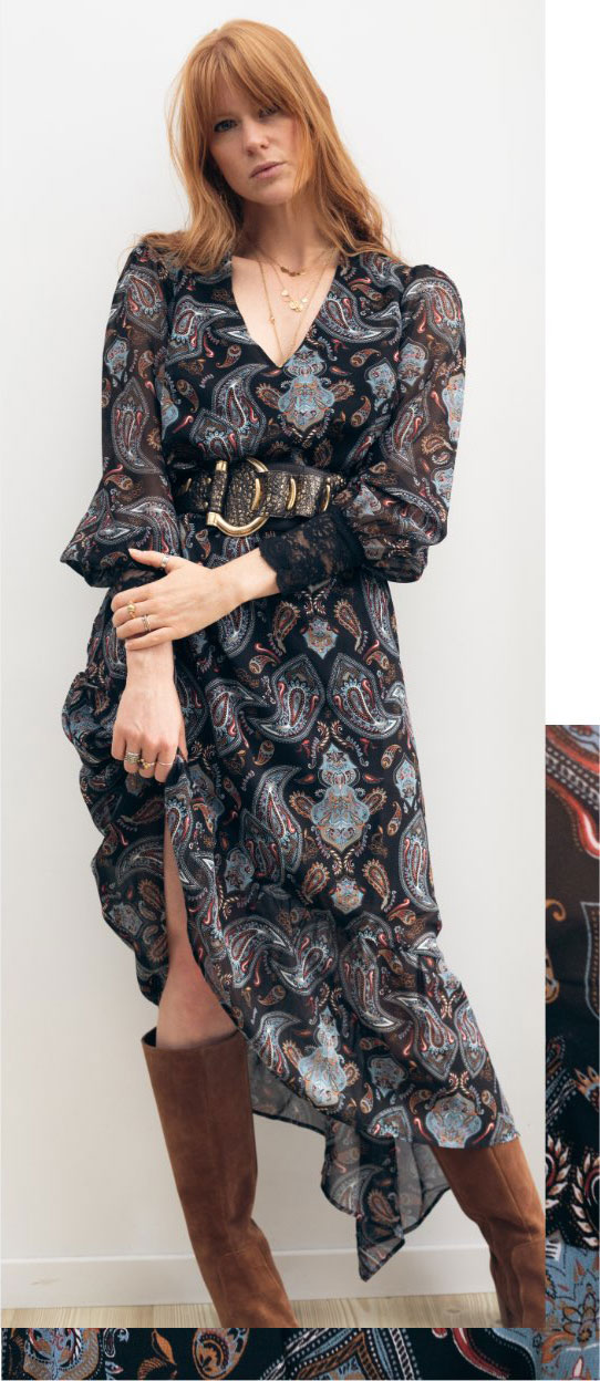 Robe femme longue asymétrique imprimée cachemire pas cher - Blancheporte X Mary McQueen