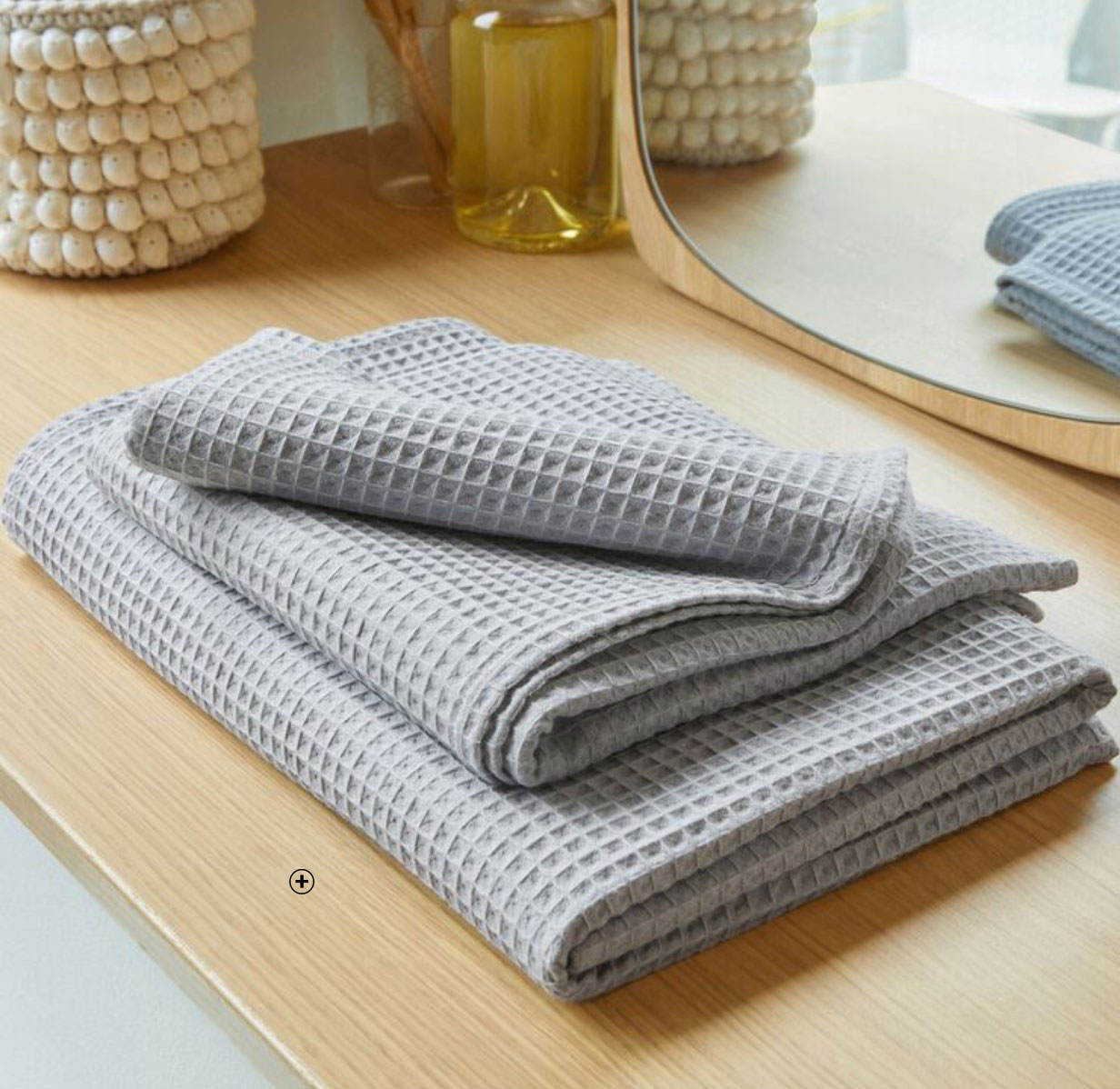Grijze badhanddoek in zacht en absorberend bijenraattricot 320g/m², goedkoop - Blancheporte