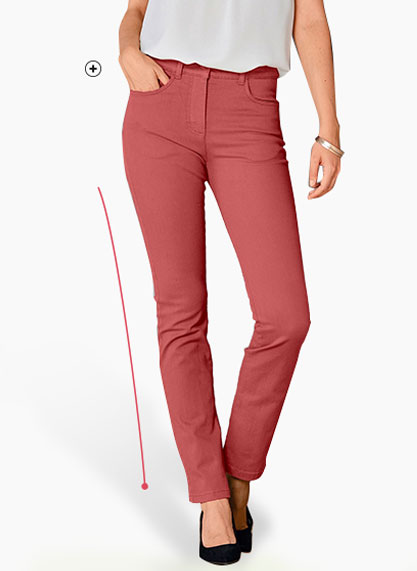 Pantalon femme rouge terracotta coupe droite gainant petite stature Colors & Co® pas cher - Blancheporte