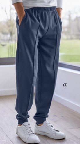 Marineblauwe joggingbroek voor heren in molton met aangetrokken pijponderkanten, goedkoop - Blancheporte