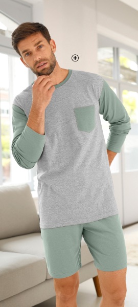 Grijs pyjamashirt voor heren in katoen met lange mouwen Oeko-Tex®, goedkoop - Blancheporte