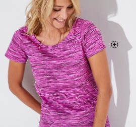 Tee-shirt de sport femme rose manches courtes col rond pas cher - Blancheporte