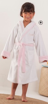 Peignoir de bain enfant personnalisable à capuche licorne 100% coton blanc rose pas cher | Blancheporte