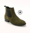 Elastische chelsea boots voor dames met perforaties in kaki splitleer, goedkoop | Blancheporte