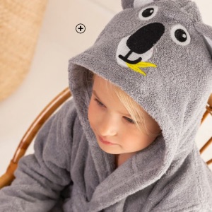 Kinderbadjas in beermodel met kap in taupe katoenen badstof Colombine Kids®, goedkoop | Blancheporte