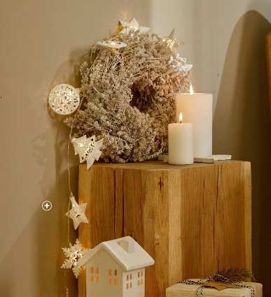 Guirlande lumineuse led métal motifs étoiles, boules de noël, coeurs, flocons, sapins décoration Noël pas cher - Blancheporte 
