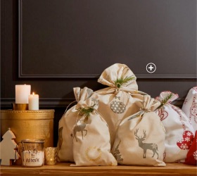 Pochettes emballage cadeau coton upcycling décoration Noël pas cher - Blancheporte