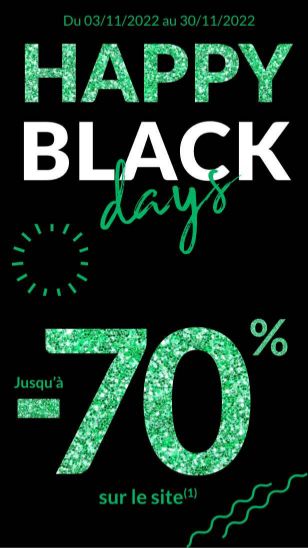 Happy Black Days : jusqu'à -70%* sur tout le site ! Le Black Friday XXL chez Blancheporte