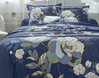Linge de lit Louise Colombine® 100% coton imprimé floral bleu pas cher | Blancheporte