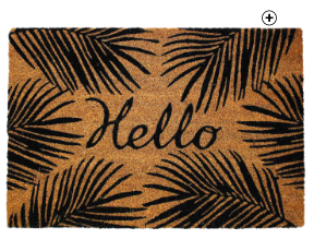 Bruine deurmat in kokos van 40x60cm met Hello print, goedkoop | Blancheporte