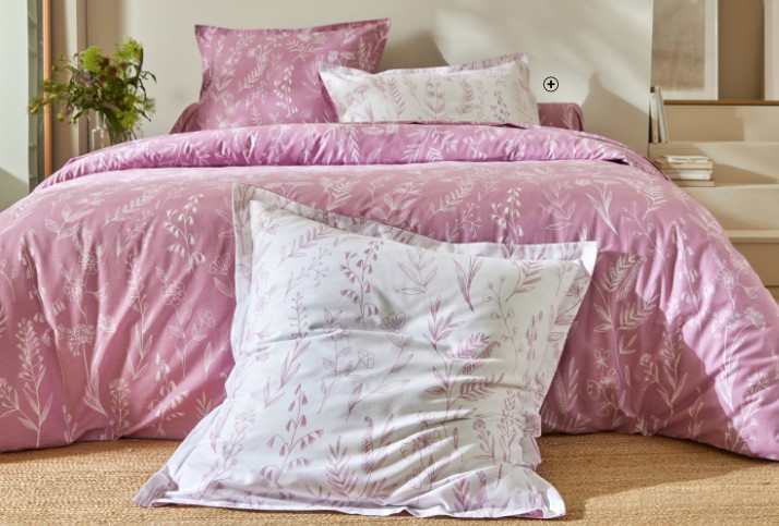 Linge de lit Alessia 100% coton Colombine® imprimé fleuri violet pas cher | Blancheporte