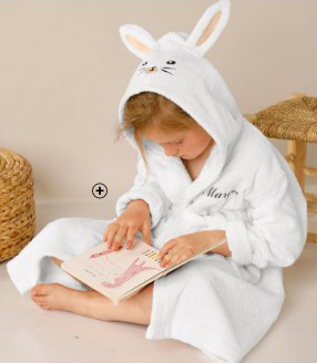 Personaliseerbare badjas voor kinderen Colombine Kids® in wit konijnmodel met kap, goedkoop | Blancheporte