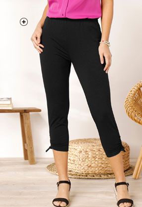 Zwarte 3/4-legging met fronsjes en elastische taille, goedkoop - Blancheporte