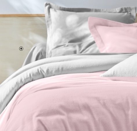 Linge de lit bicolore Colombine® flanelle gris et rose OEKO-TEX® pas cher - Blancheporte