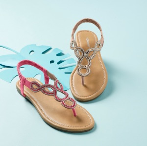 Comfortabele, platte sandalen voor dames met strassen en elastisch riempje, goedkoop - Blancheporte