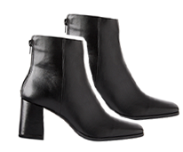 Zwarte boots met brede hak en vierkante neus, goedkoop - Blancheporte