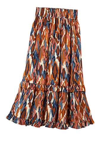 Lange rok met strookjes, etnische print en elastische taille Lora Zellini®, goedkoop - Blancheporte