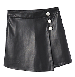 Zwart short-rokje in wikkelstijl met leeraspect, goedkoop - Blancheporte